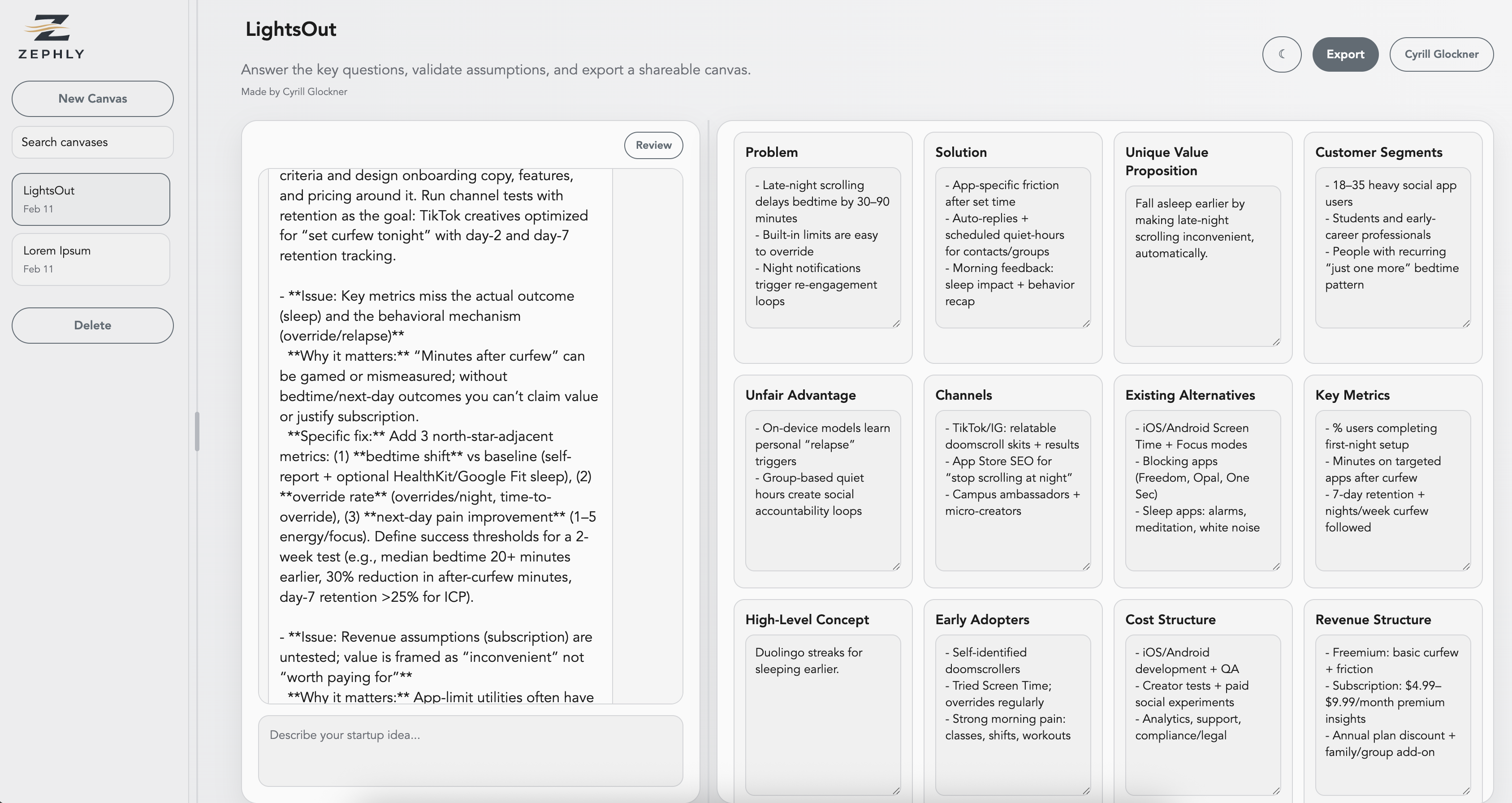 Zephly app canvas view